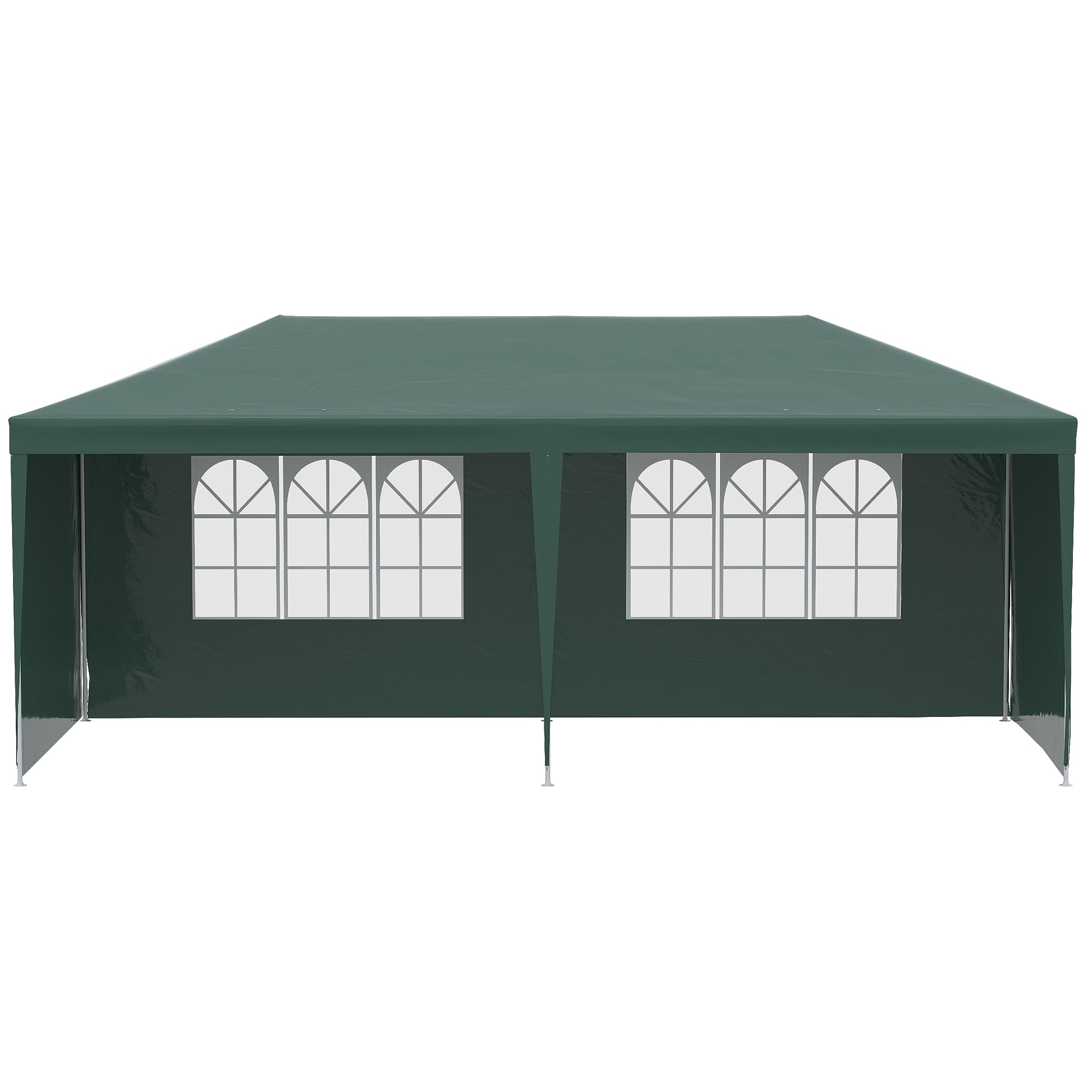 6x3m Garden Gazebo for Events with Removable Walls and Transparent Windows, Green