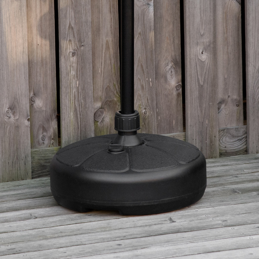 Round Umbrella Base in Plastic Fillable with Water and Sand, for 38 mm Poles, Ø38 cm, Black
