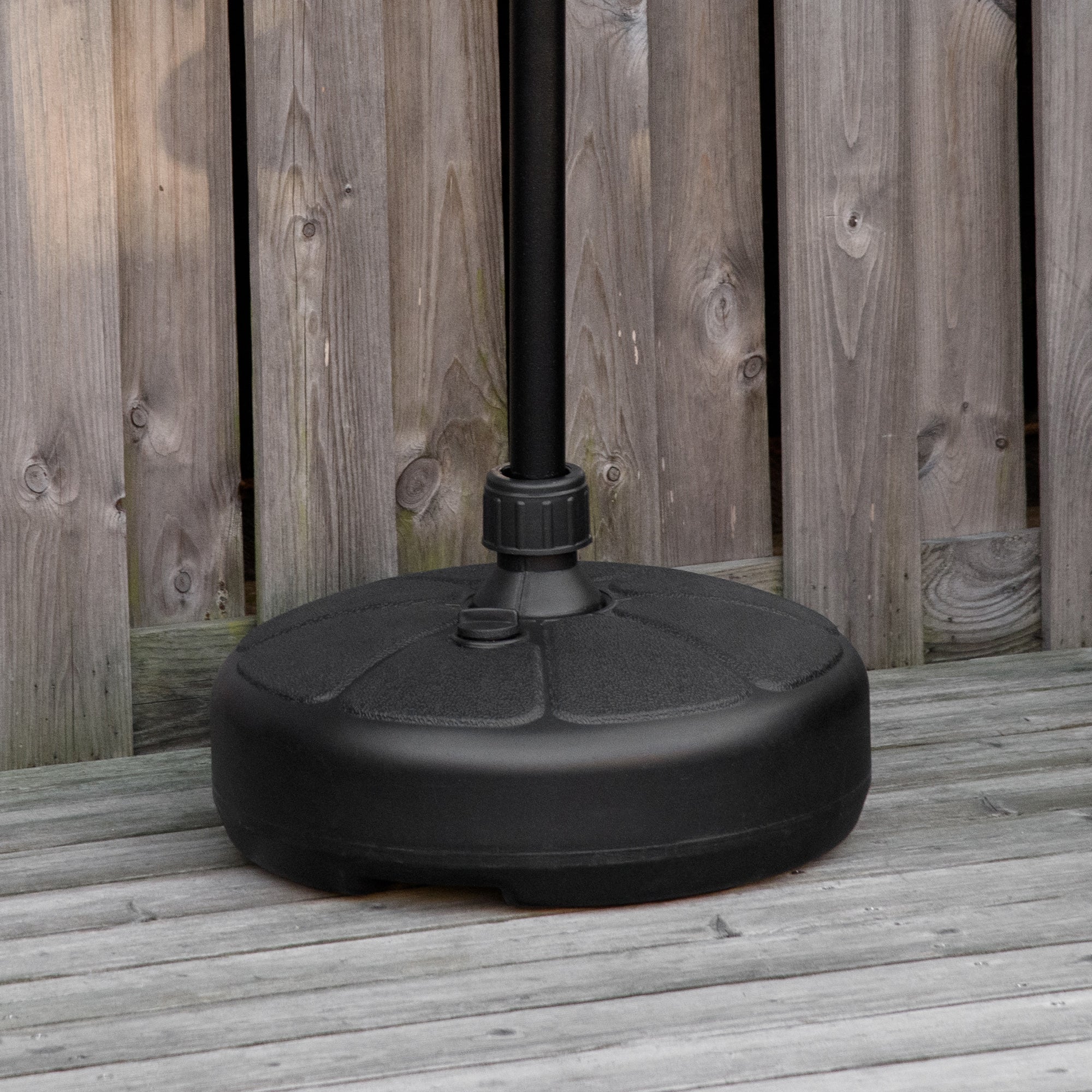 Round Umbrella Base in Plastic Fillable with Water and Sand, for 38 mm Poles, Ø38 cm, Black
