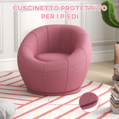 HOMCOM Mini Modern Plush Armchair with Thick Padding, 60x56x48cm, Pink - Borgè