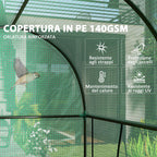 Outsunny 2m² Garden Greenhouse, 2 Roll-Up Doors, 140g/m² Anti-UV PE Cover, 2x1x1.78m, Green