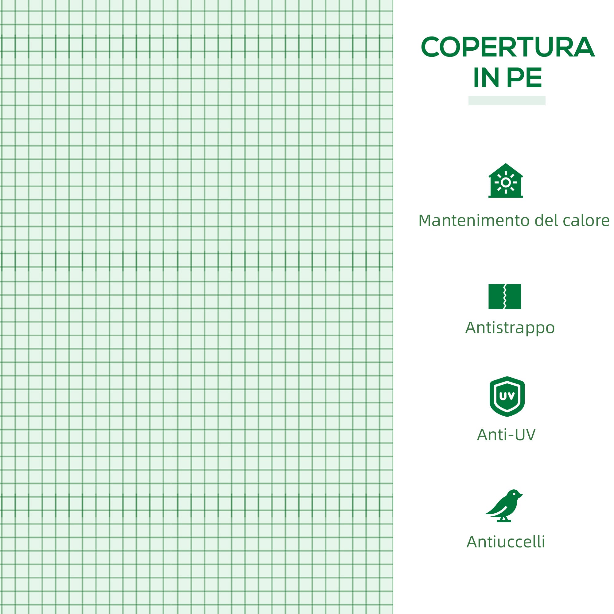 Garden Greenhouse with PE Cover, Stakes and Extended Edges, 120x60x60cm, Green