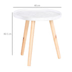 Round Coffee Table with Raised Edge, Wooden, Φ40x40.5cm - White and Gold