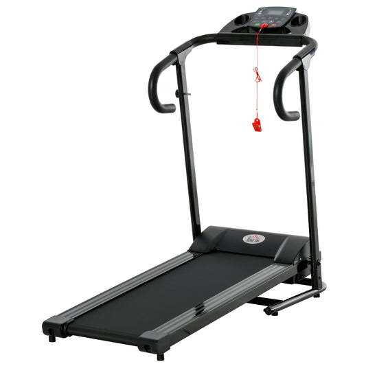 Folding Electric Treadmill Space Saving, Professional Treadmill with LCD Display, Speed 0.8-10km/h and 12 Programs, Power 500W, for Home and Office, Black - Borgè