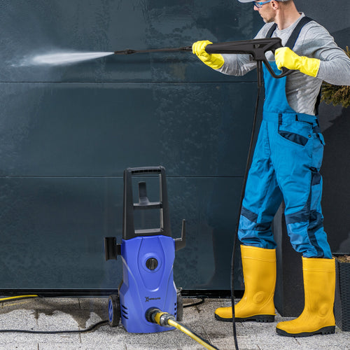 1600W High Pressure Washer with Adjustable Nozzle and Cleaning Kit, 35x28x65 cm, Blue and Black