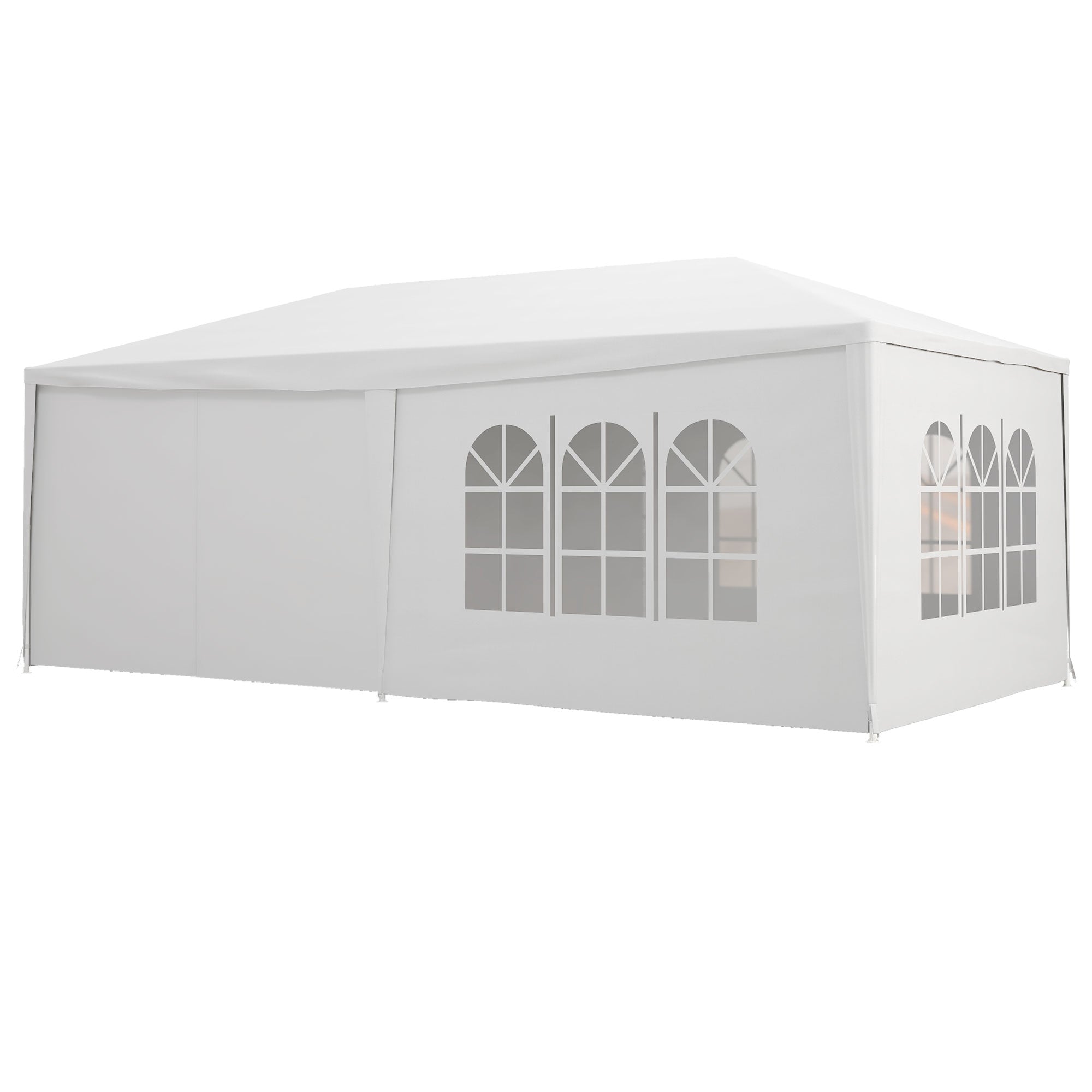 Outsunny gazebo tent for 6x3m parties with removable side walls, doors and windows, white - Borgè