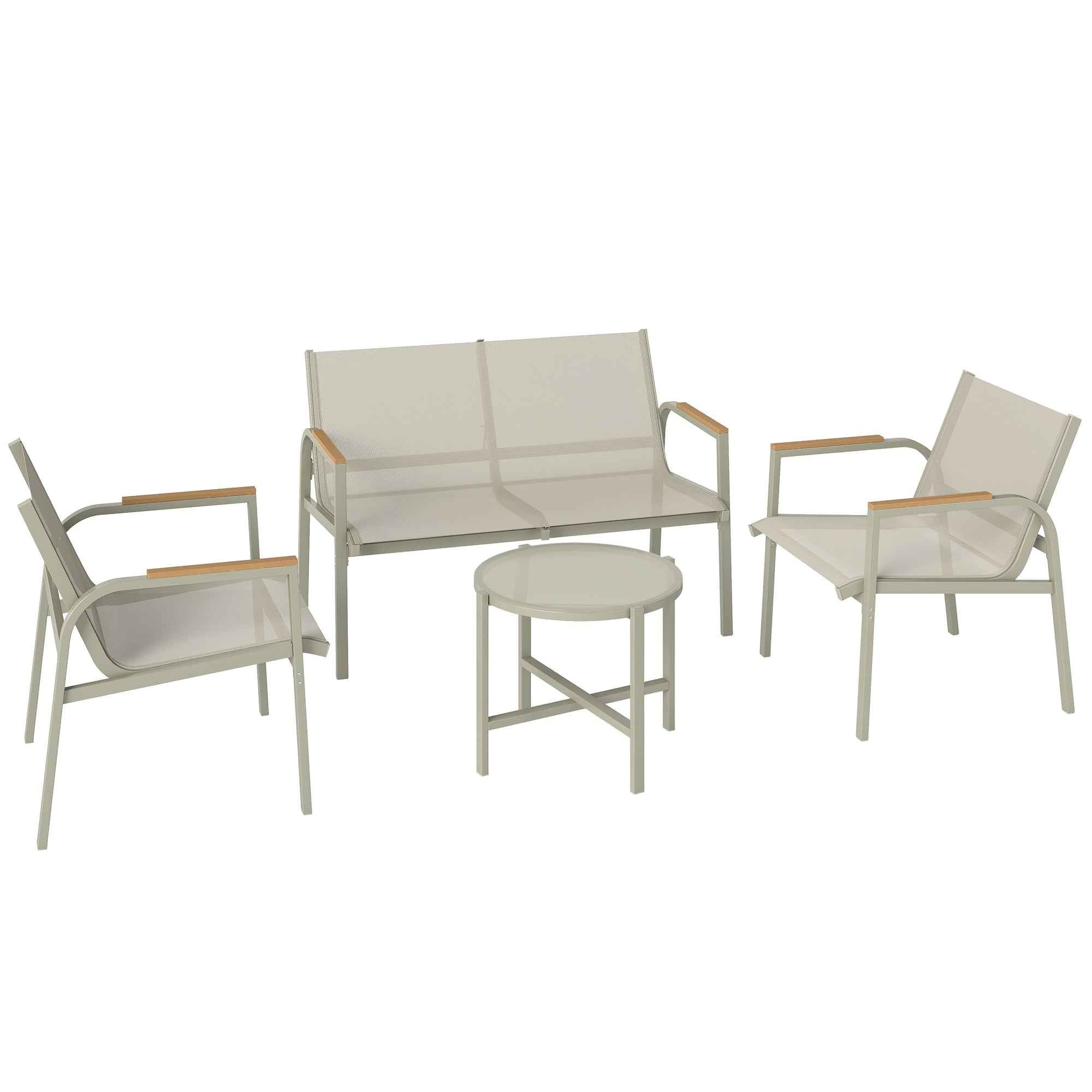 Outsunny Outdoor Sofa Set with Loveseat and 2 Armchairs, Green