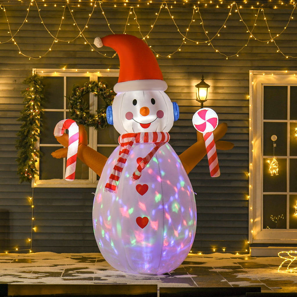 240cm Inflatable Snowman, Outdoor Christmas Decoration with LED Lights, Waterproof Polyester, IP44
