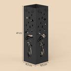 HOMCOM Modern Umbrella Stand with Drip Tray and Metal Hooks, 15.5x15.5x49 cm, Black