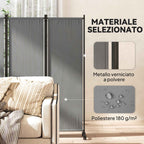 Outsunny 4-Panel Folding Indoor and Outdoor Screen with Wheels, 221 x 50 x 172 cm, Dark Grey