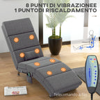 Massage Chair with 8 Vibration Points and Heating, 5 Modes, Timer and Remote Control, Grey