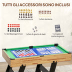 SPORTNOW 13-in-1 Folding Game Table with Foosball, Ping Pong, Hockey, Billiards, Chess and More, Walnut
