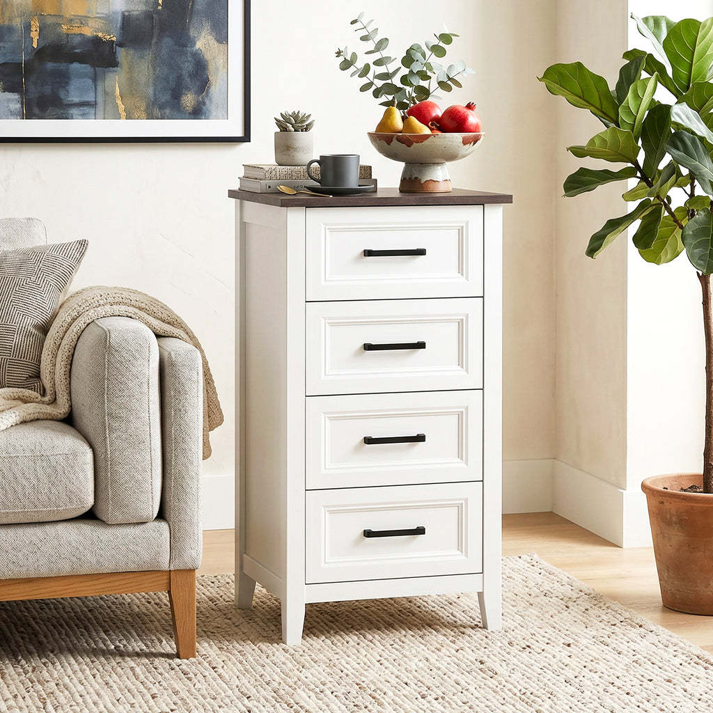 HOMCOM Chest of Drawers with 4 Drawers, Tall Unit for Bedroom and Living Room