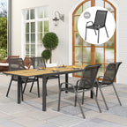 Set of 4 Stackable Garden Chairs in Steel and Breathable Mesh Fabric, 54x71x93 cm, Black