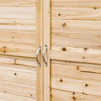 Outsunny outdoor cabinet with 2 fir wood shelves with raised design and 2 doors, 83x40x92 cm - Borgè