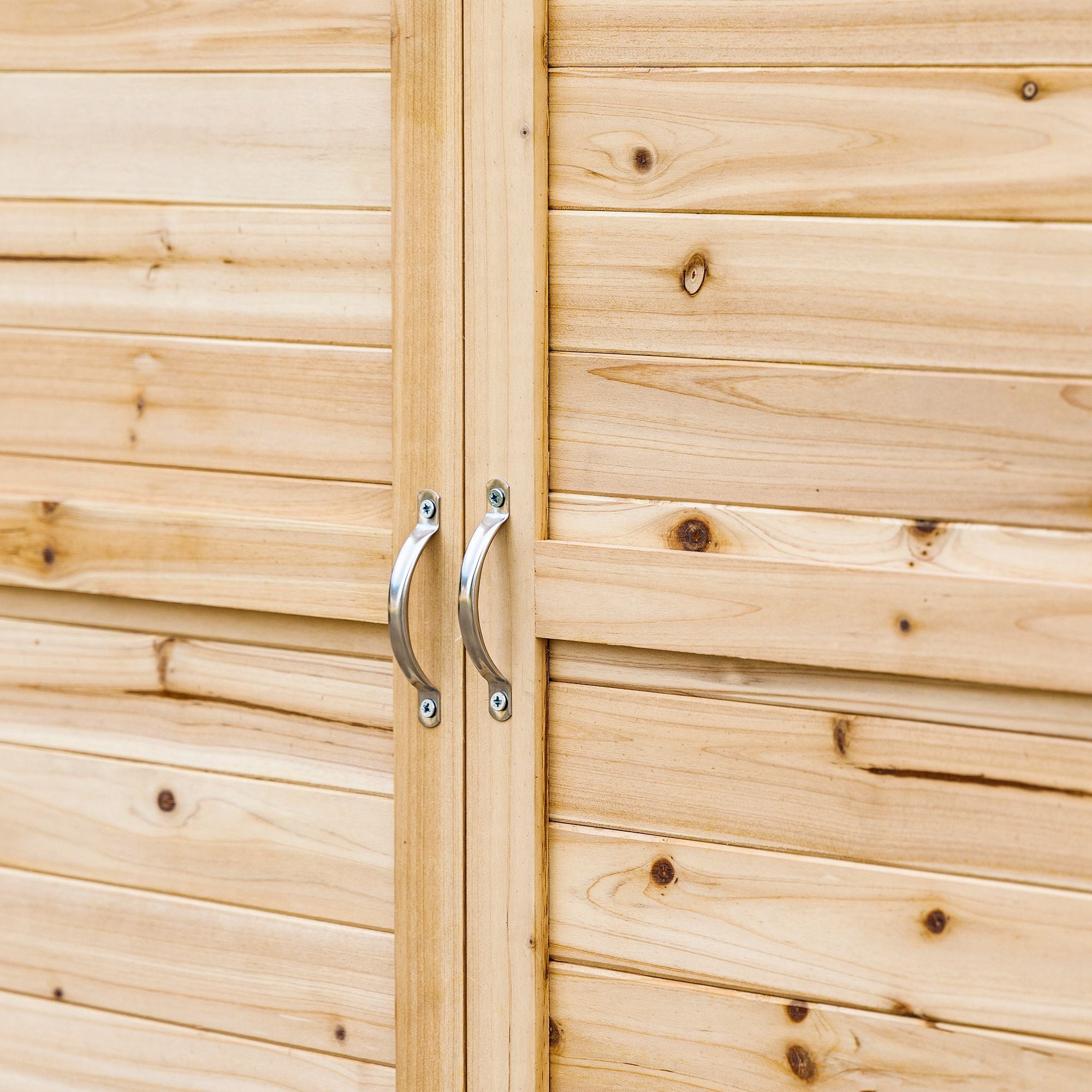 Outsunny outdoor cabinet with 2 fir wood shelves with raised design and 2 doors, 83x40x92 cm - Borgè