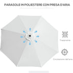 Garden Umbrella 3x2.5 m Tiltable with Removable Pole, in Metal and White Polyester - Borge' Group Limited