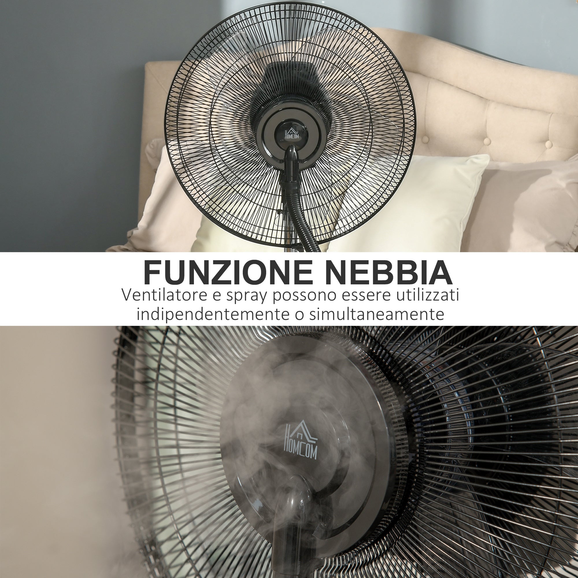 Misting Fan with 5m Remote Control, 12h Timer and 70° Oscillation, 3 Speeds, 3 Functions and Mosquito Repellent, 3.1L Tank, 90W, Ф44.5x135cm Black