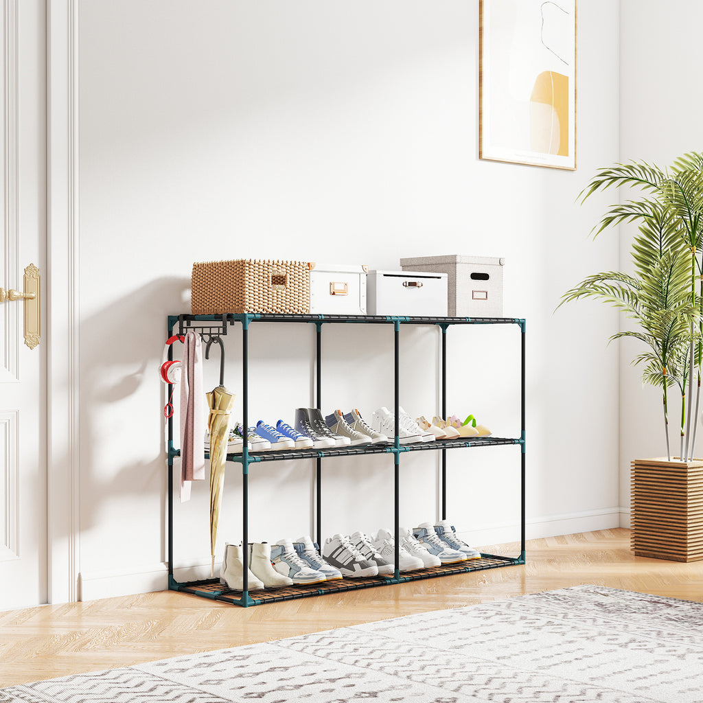 Outsunny 3-Tier Open Plant Stand in Steel and Plastic, 143x48x100 cm, Dark Green