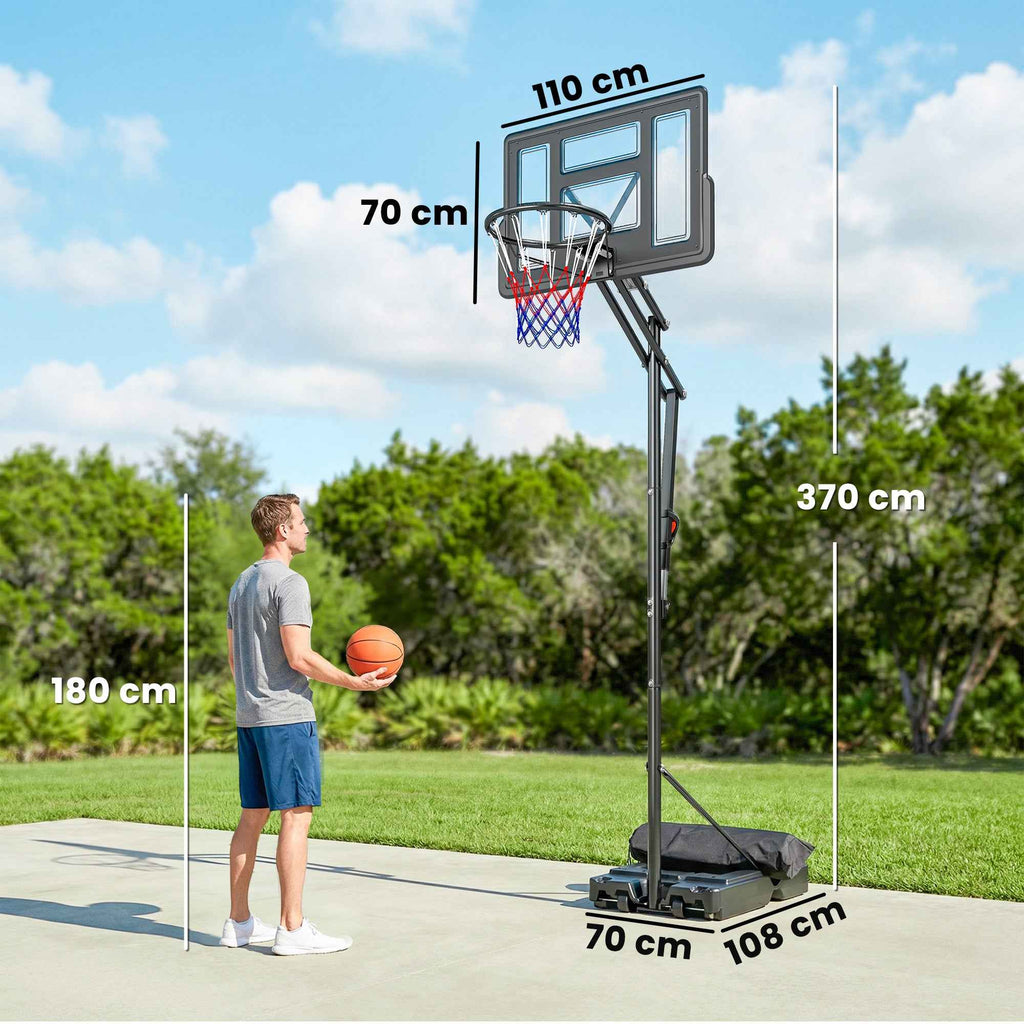 SPORTNOW Adjustable Basketball Hoop 235-305cm Unbreakable Black