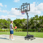 SPORTNOW Adjustable Basketball Hoop 235-305cm Unbreakable Black