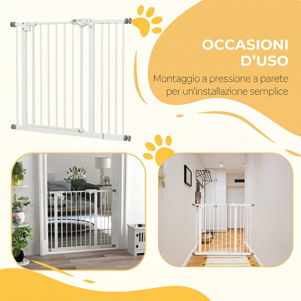 PawHut Adjustable Dog Gate with Self-Closing, Steel and Plastic, 74-100x77 cm Black