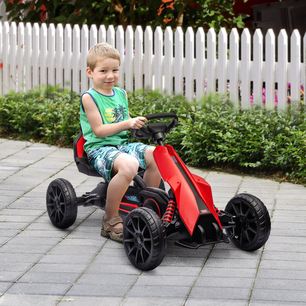 Pedal Go Kart for Kids Ages 3-8 with Adjustable Seat and EVA Wheels, 100x58x58.5 cm, Red and Black