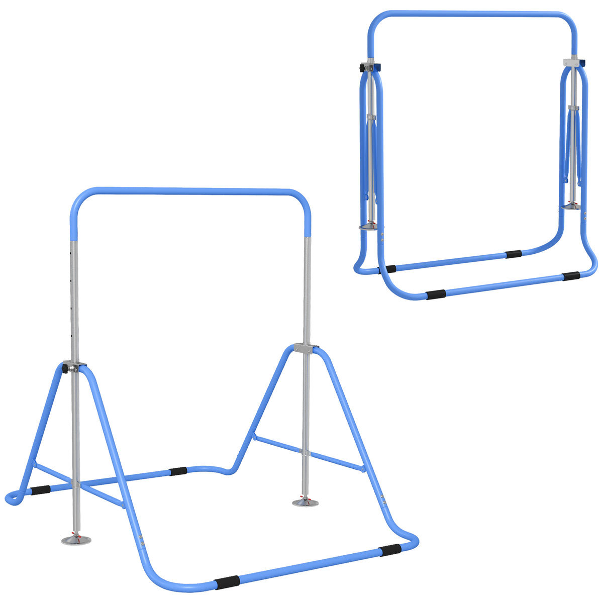 HOMCOM Gymnastics Bar for Children Ages 3+ with 5-Level Adjustable Height, Steel, Blue