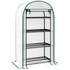 Outsunny Vertical Garden Greenhouse with 4 Metal Shelves and PE Cover, 80x50x160 cm, White