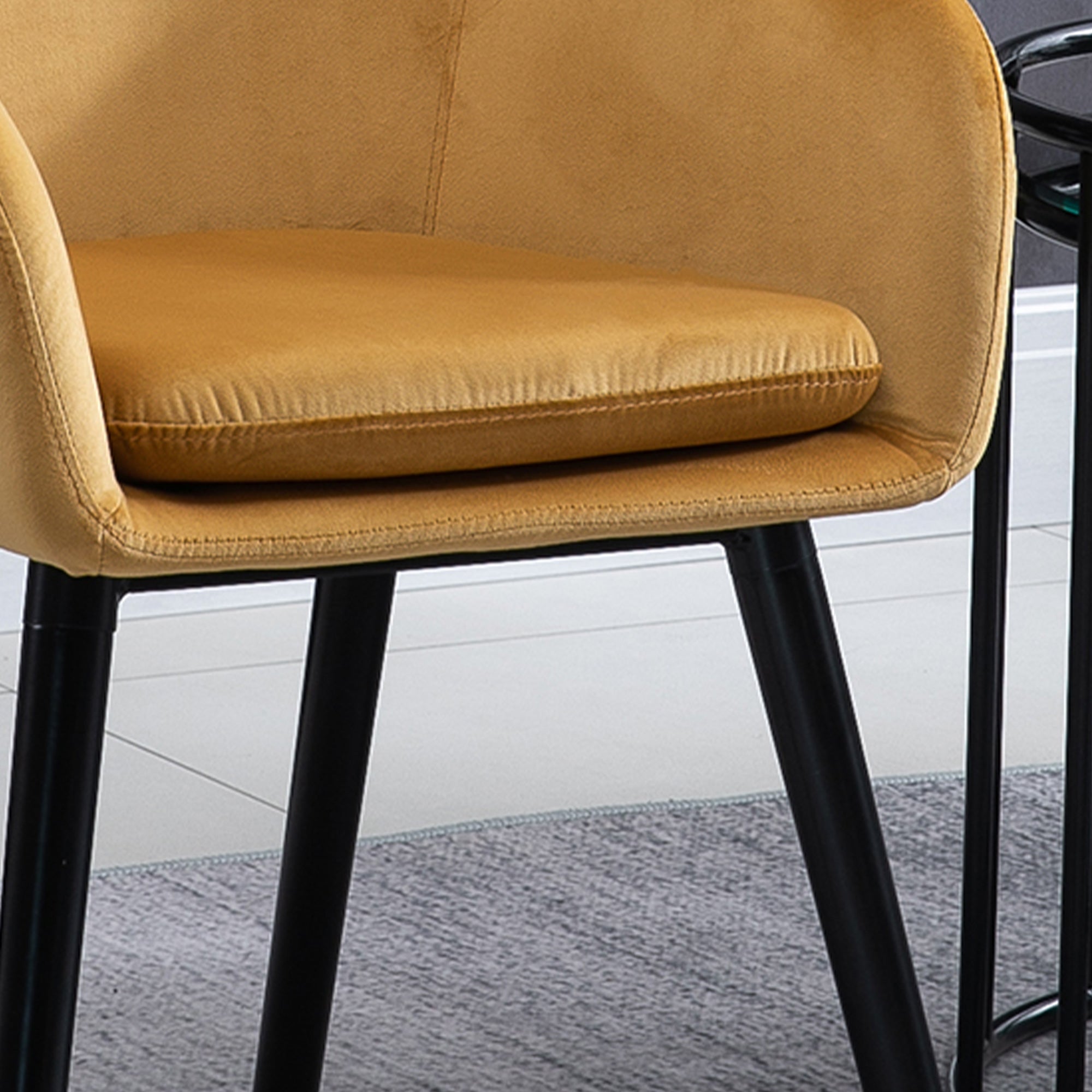 Homcom set of 2 chairs per dining room with padded and velvet armrests, 54x56x74cm, yellow - Borgè