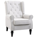 HOMCOM Upholstered Living Room Armchair in Fabric with Quilted Backrest, 74x86x102cm, Cream White - Borgè