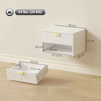 HOMCOM Set of 2 Floating Nightstands with Decorated Drawer and Open Shelf, White