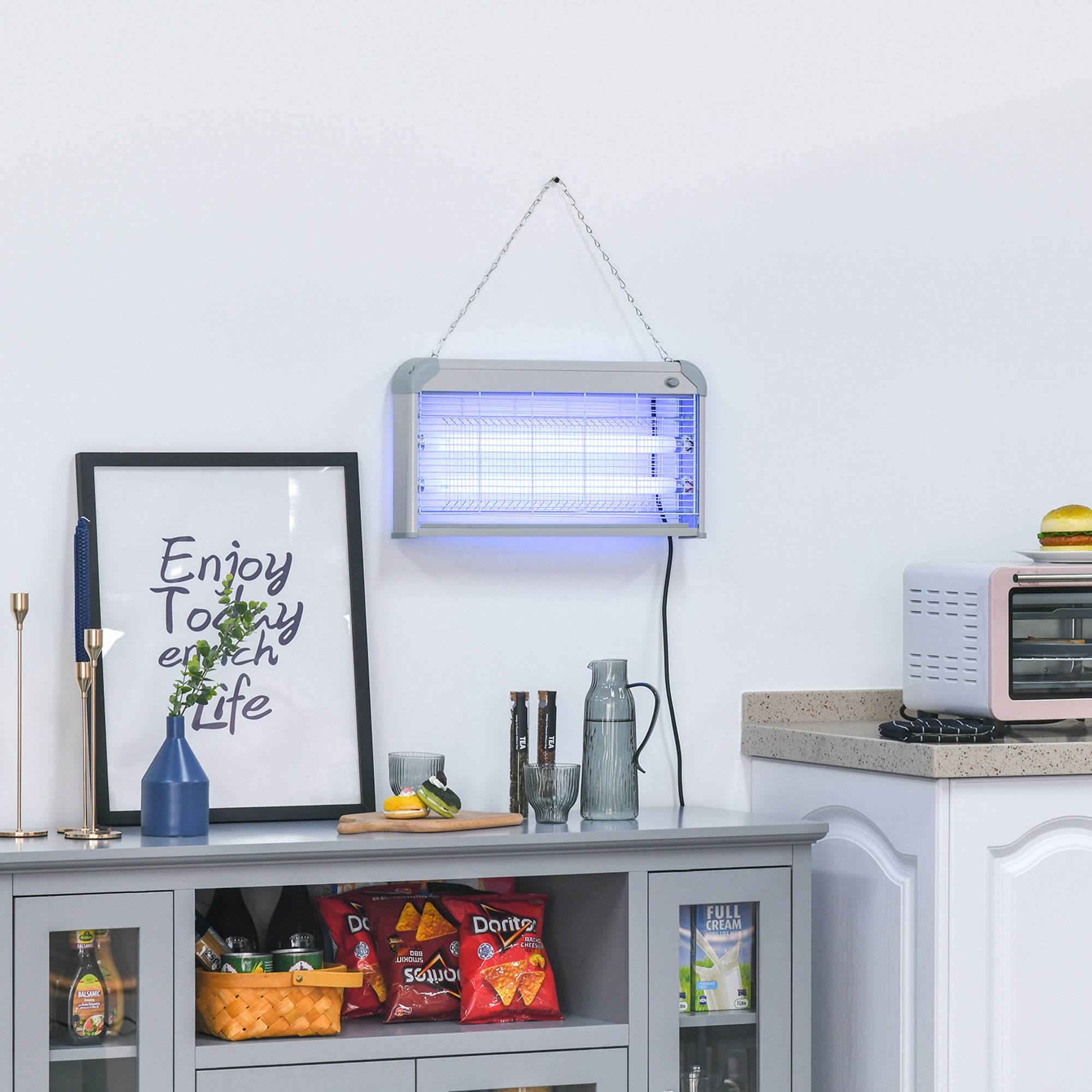 Outdoor and Indoor Electric Insect Killer with UV Mosquito Lamp for 60m², 30W Electric Mosquito Killer Grey