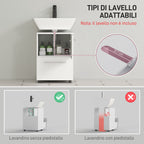 HOMCOM Bathroom Vanity Unit with Drawer and Cabinet, Wooden, 41.5x35.5x59 cm, White