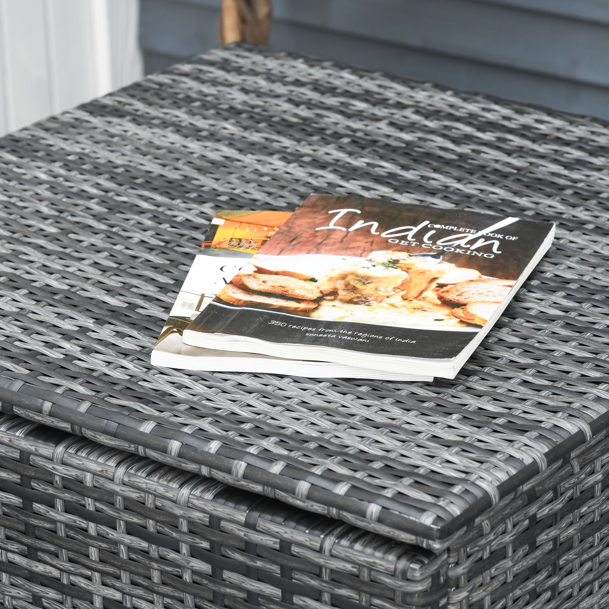 4 -piece garden outsunny set with 2 2 seater sofas, coffee table and high table, in steel and rattan - Borgè