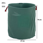 Set of 3 272 L Garden Waste Bags with Handles, Resealable and Reusable, Ø67x76 cm, Green