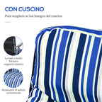 Outsunny Set of 2 Folding Deck Chairs with 5-Level Adjustable Backrest, Steel and Polyester, 60x75x102 cm, Blue and Cream