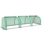Outsunny Steel and PP Plastic Tunnel Greenhouse with Roll-Up Doors, 3x1x0.8 m, Green