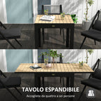 Outsunny Extendable Garden Table for 4-6 People with Slatted Top, Aluminum, 81/162x80x75 cm, Yellow