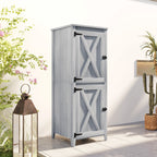 Garden Tool Shed with 2 Lockers, Locking Doors and Removable Shelves, Grey