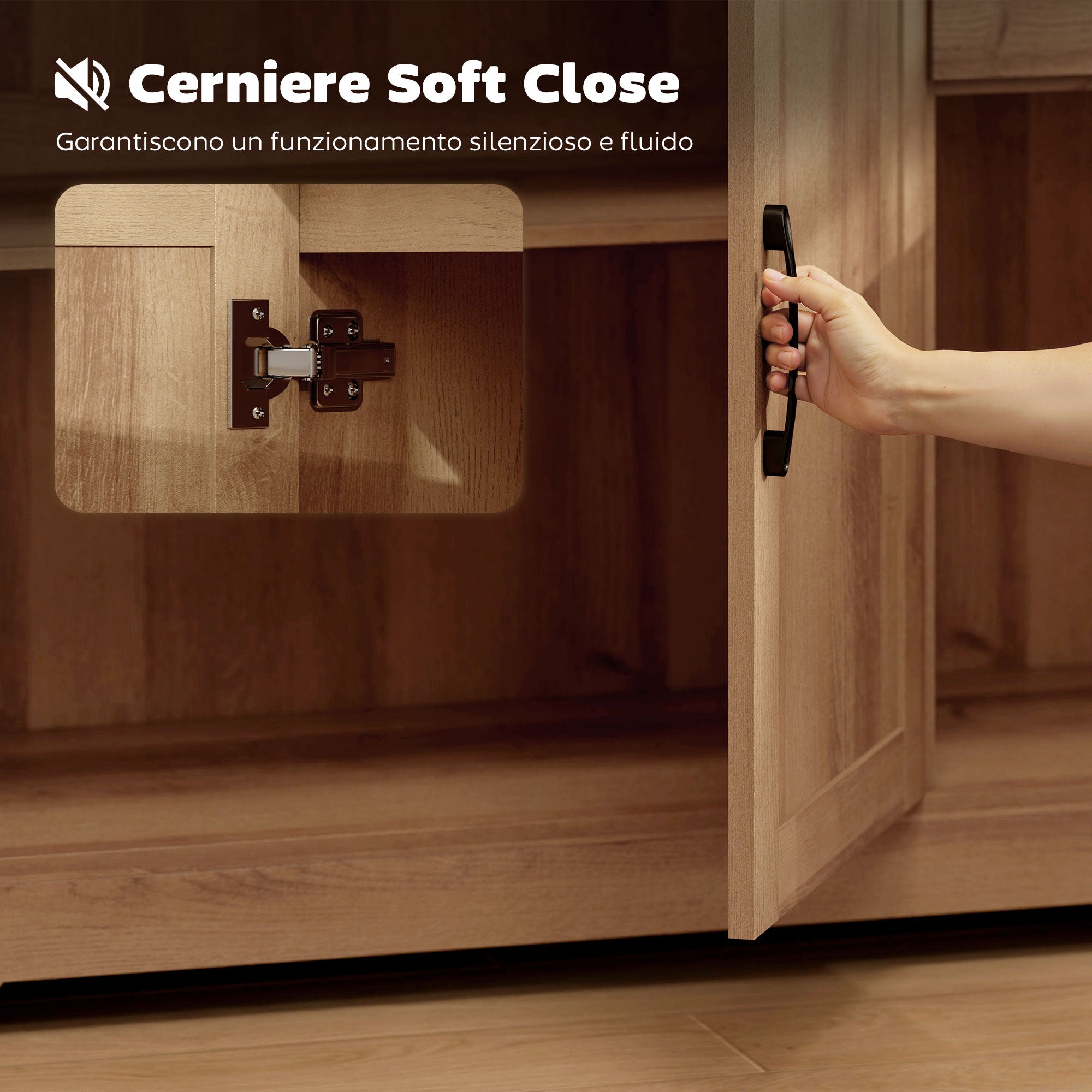 Kitchen Cabinet with 2 Drawers and 3 Cabinets, Adjustable Shelves, 120x38x79 cm, Oak