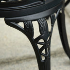 Garden Set : 3-Piece Aluminum Garden Set with 2 Chairs 42.5x47.5x89 cm and Round Coffee Table Ø60x67 cm, Black - Borgè