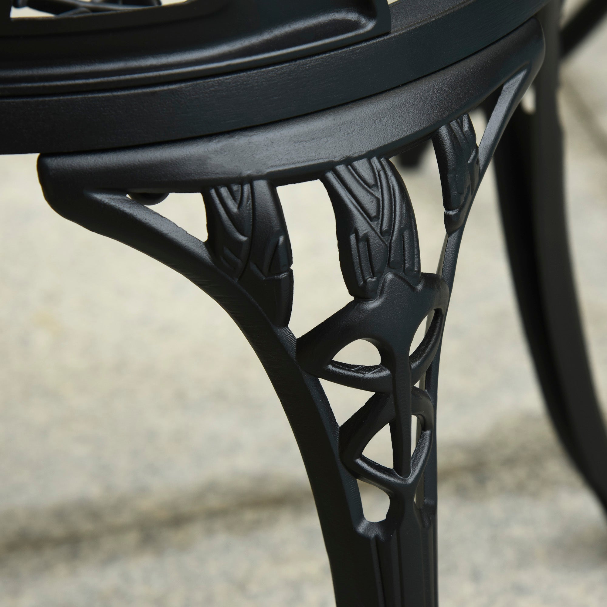 Garden Set : 3-Piece Aluminum Garden Set with 2 Chairs 42.5x47.5x89 cm and Round Coffee Table Ø60x67 cm, Black - Borgè