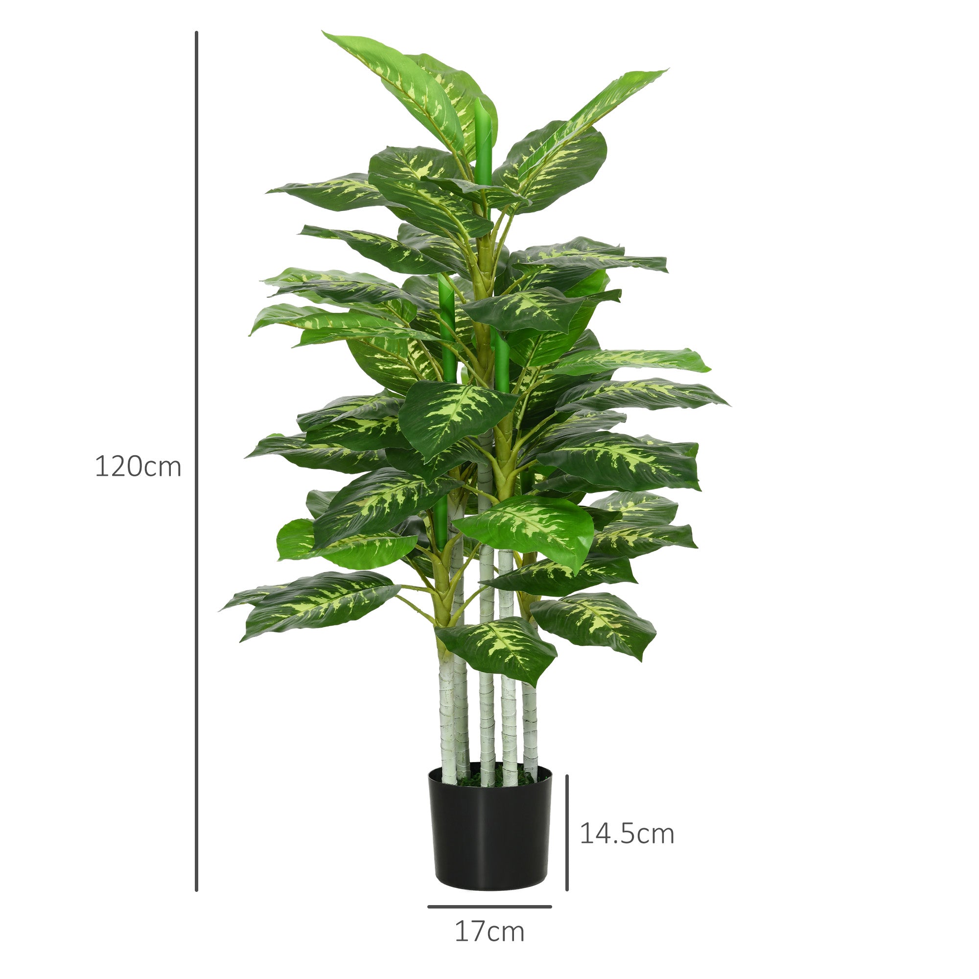 Decorative Artificial Plant 120 cm Tall with Black Pot for Indoor and Outdoor