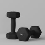 SPORTNOW Set of 2 Hexagonal Dumbbells weighing 2x5 kg in Metal and Plastic with Non-Slip Grip, 20x9x9 cm, Black