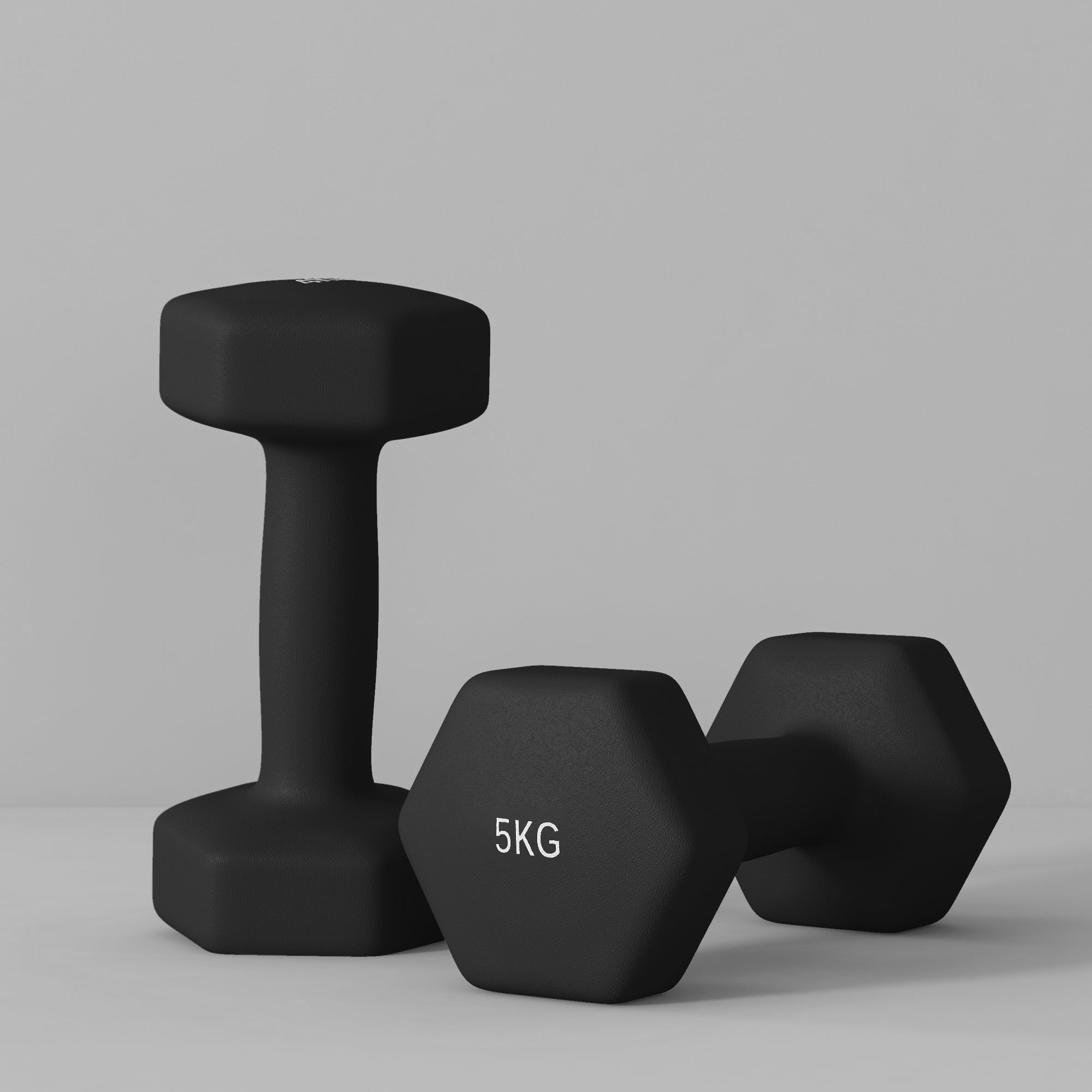 SPORTNOW Set of 2 Hexagonal Dumbbells weighing 2x5 kg in Metal and Plastic with Non-Slip Grip, 20x9x9 cm, Black