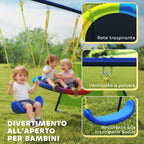4-in-1 Garden Swing Set for Kids Ages 3-8 with 2 Swings, Basketball Hoop and Soccer Goal