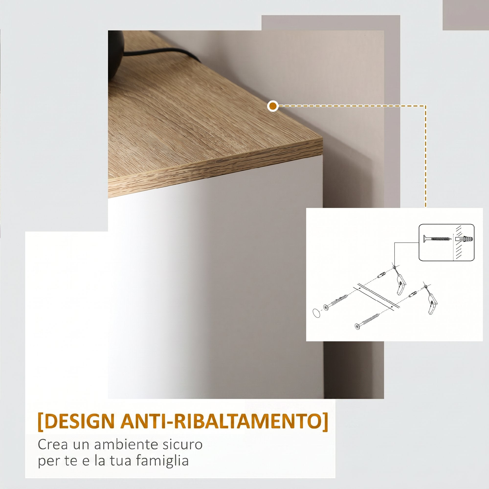 3-Door Wooden Kitchen Sideboard, Adjustable Shelves, Nordic Minimalist Style, 90x30x90cm, White