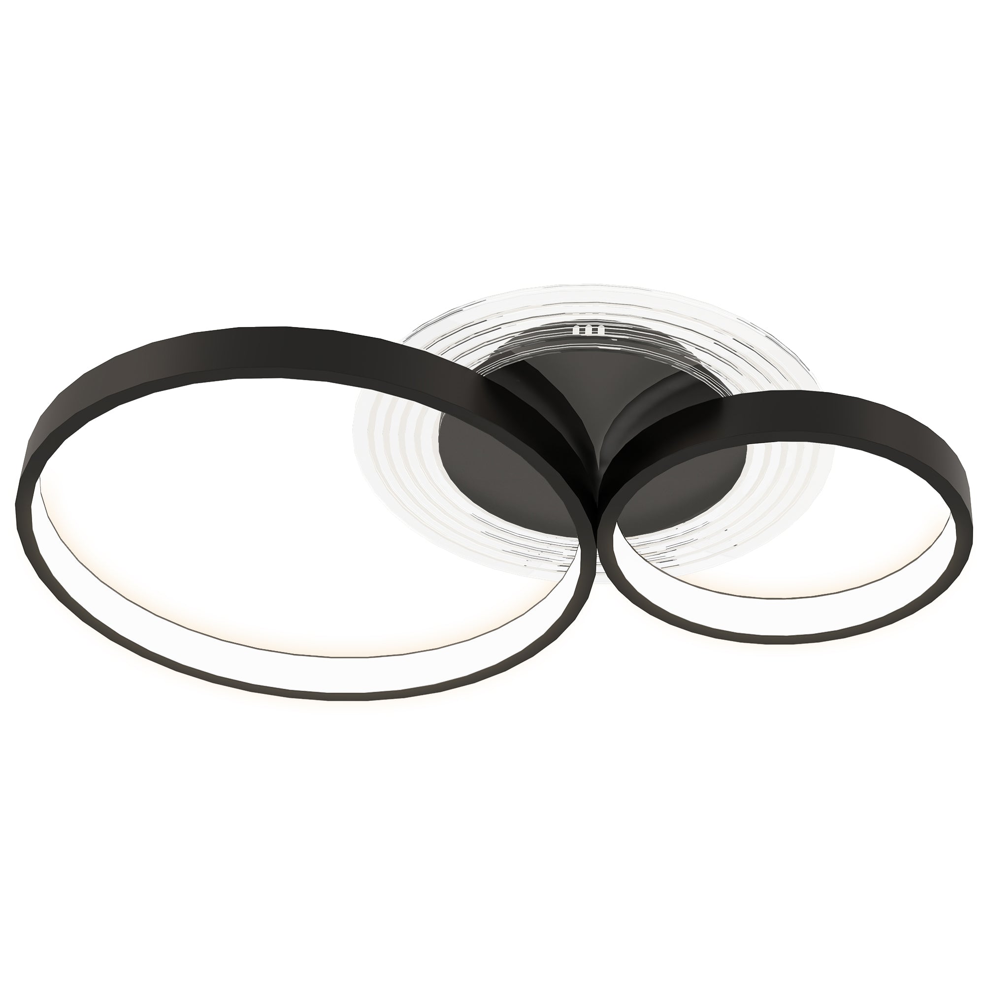 Modern 3-Ring LED Ceiling Light with Adjustable Brightness, 40W Power, Black