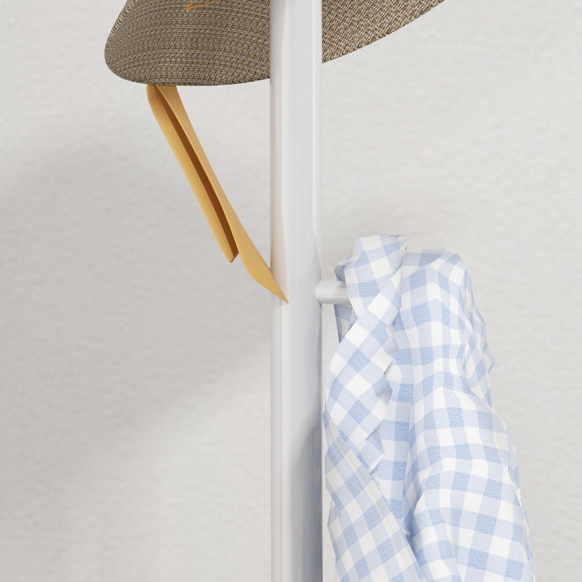 Freestanding Coat Rack with 6 Steel Disc Hooks and Slate Base, White